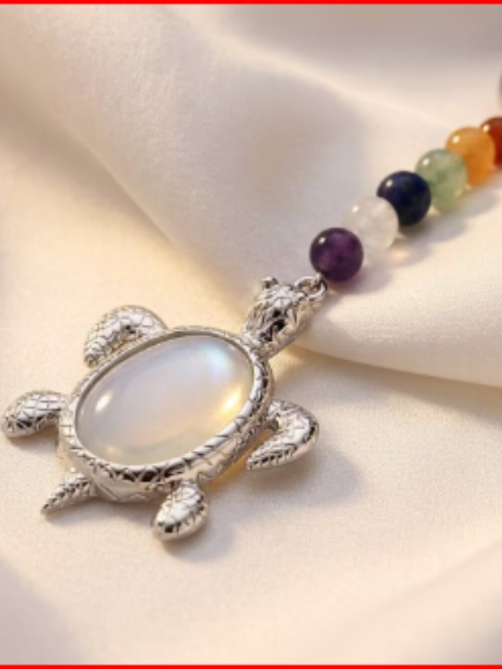 Opalite and Multi Gemstone Turtle Keychain